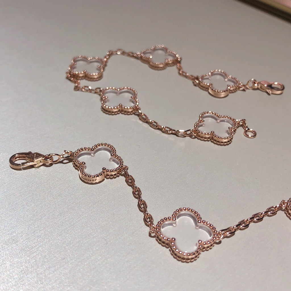 [Timi]New CLOVER 5 MOTIF ROCK CRYSTAL BRACELET
