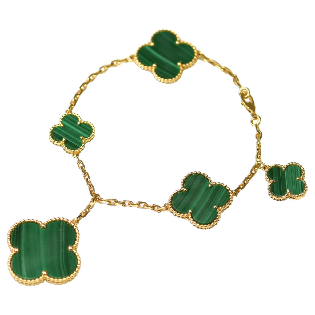 ¡®Timi¡¯MAGIC CLOVER MALACHITE GOLD BRACELET 5 MOTIFS