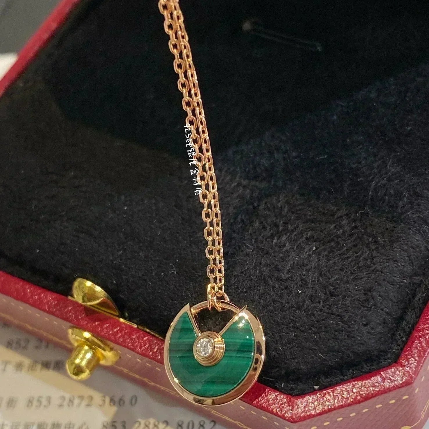 TimiAMULETTE ROSE GOLD MALACHITE NECKLACE