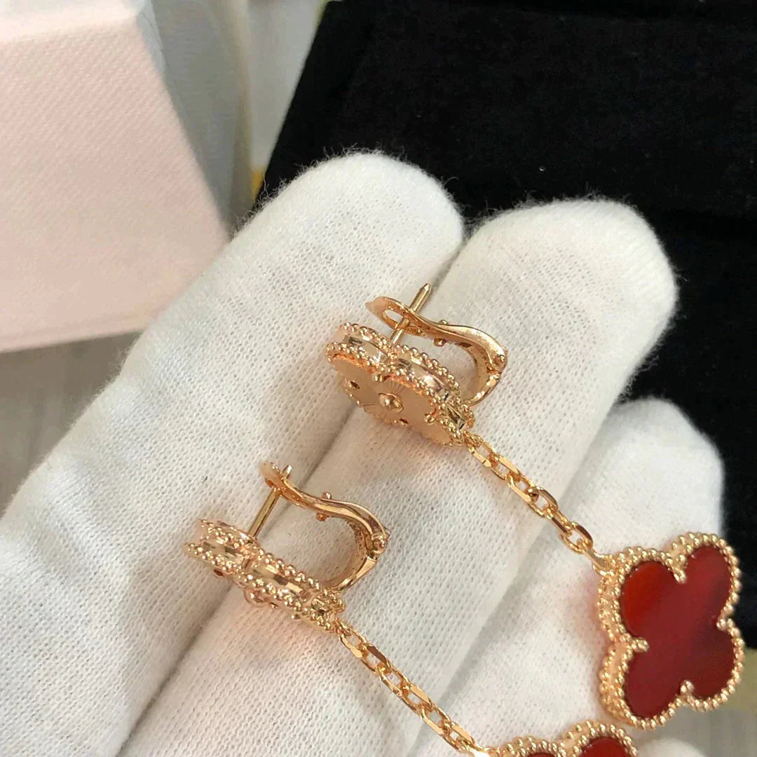 TimiCLOVER 2 MOTIF  LASER CARNELIAN EARRINGS