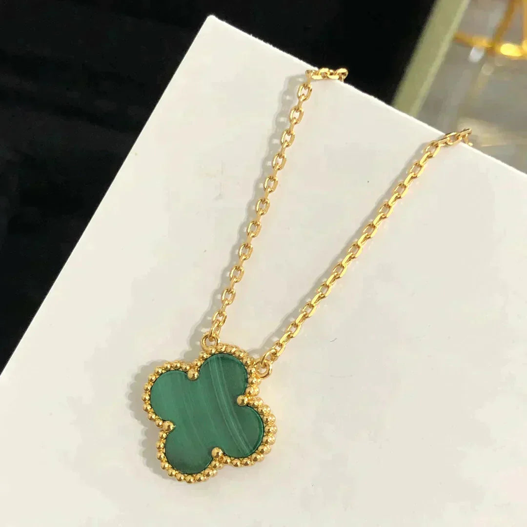 TimiCLOVER 15MM MALACHITE SINGLE FLOWER  NECKLACE