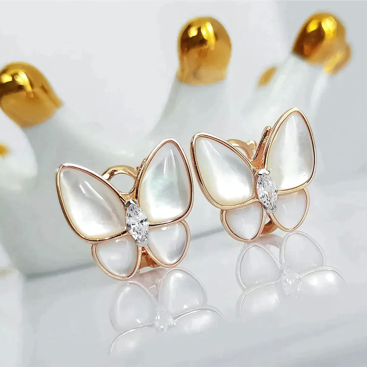 TimiBUTTERFLY MOP DIAMOND EARRINGS