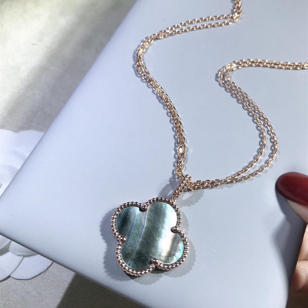 TimiCLOVER 25MM GOLD DARK MOP BIG CLOVER NECKLACE