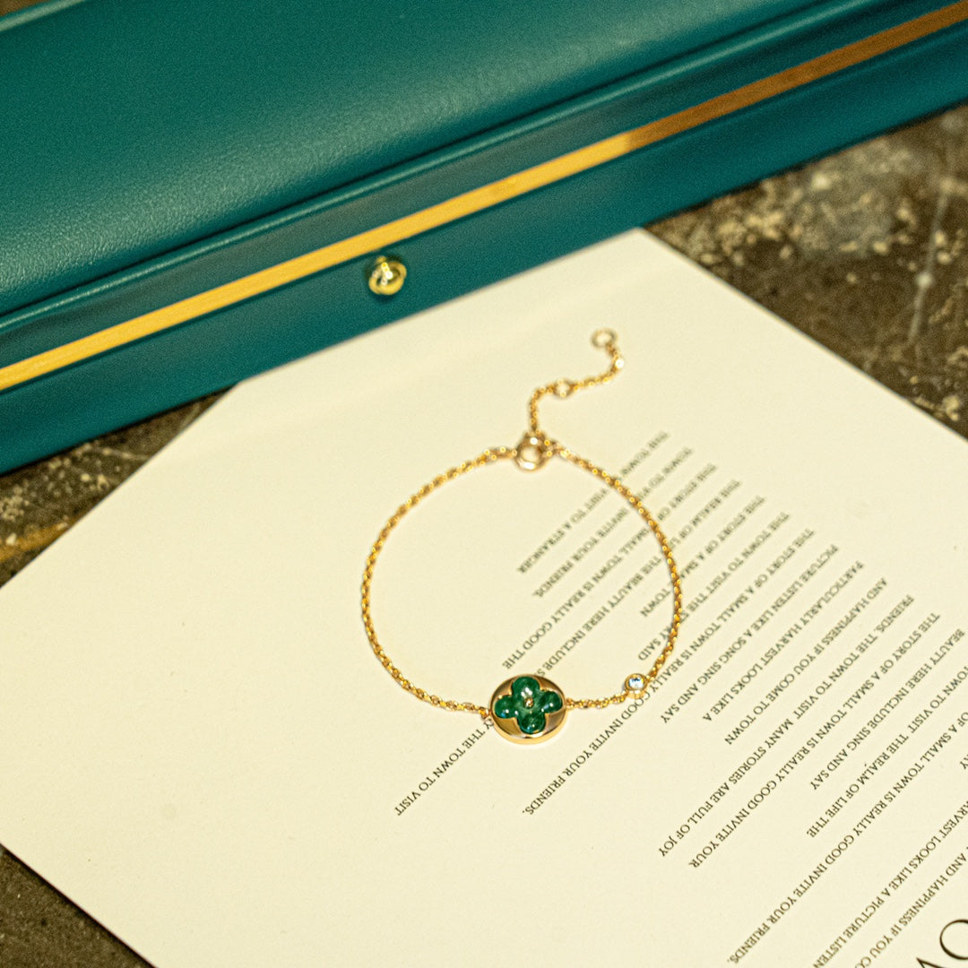 TimiSUN MALACHITE 1 DIAMOND PINK GOLD BRACELET