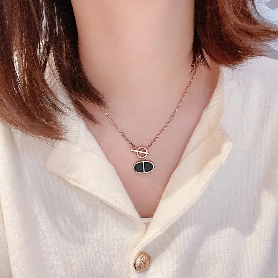 TimiCHAINE VERSO BLACK CERAMIC NECKLACE
