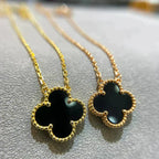 TimiCLOVER 15MM BLACK ONYX SINGLE FLOWER NECKLACE
