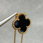 TimiCLOVER 15MM BLACK ONYX SINGLE FLOWER NECKLACE