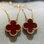 TimiCLOVER 15MM CARNELIAN SINGLE FLOWER NECKLACE