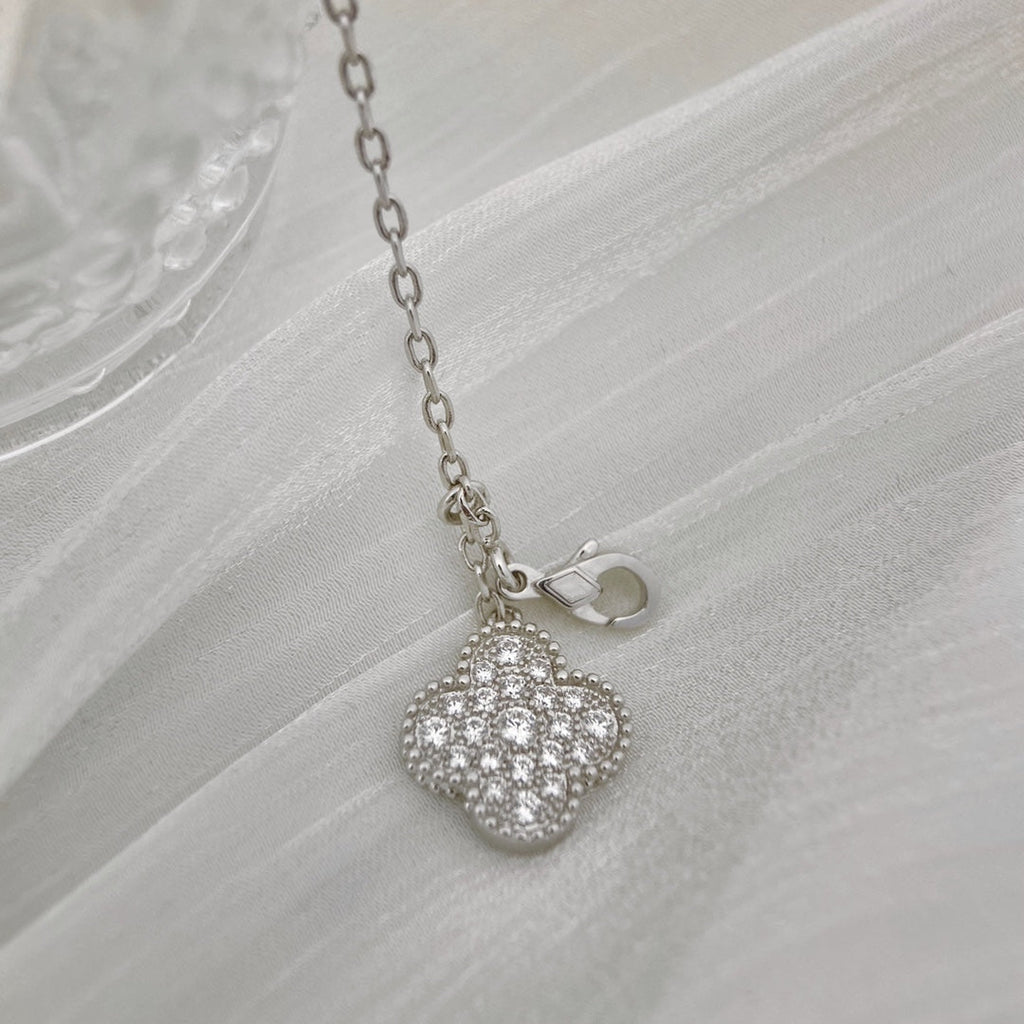 TimiCLOVER 5 MOTIFS SILVER DIAMONDS NECKLACE