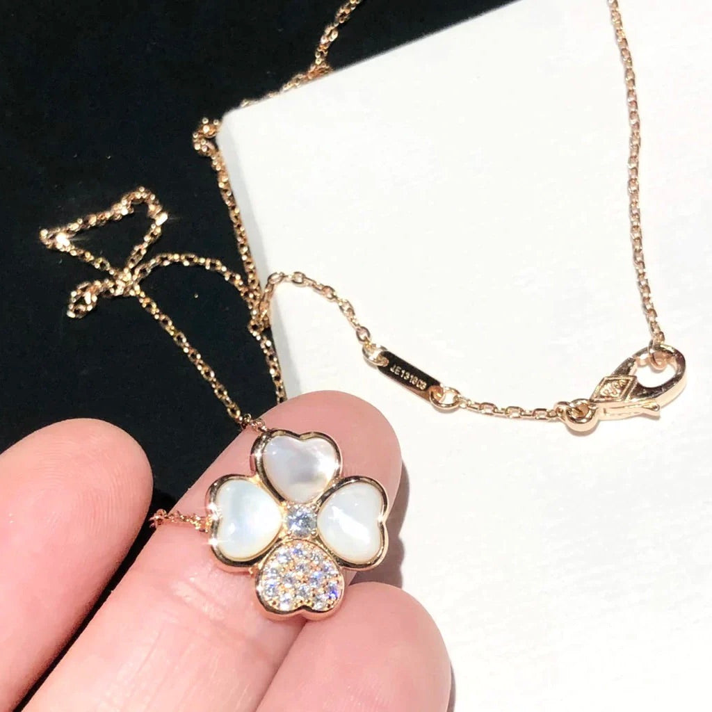 TimiCLOVER MOP DIAMOND ROSE GOLD NECKLACE