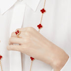 TimiCLOVER CARNELIAN RING ROSE GOLD DIAMOND