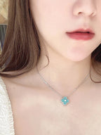 TimiCLOVER 1 DIAMOND LIGHT BLUE SILVER NECKLACE