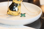 TimiJEUX MALACHITE 1 DIAMOND PINK GOLD NECKLACE
