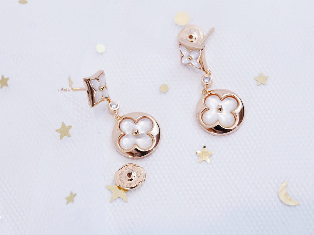 TimiSTAR AND SUN PINK GOLD MOP DROP EARRINGS