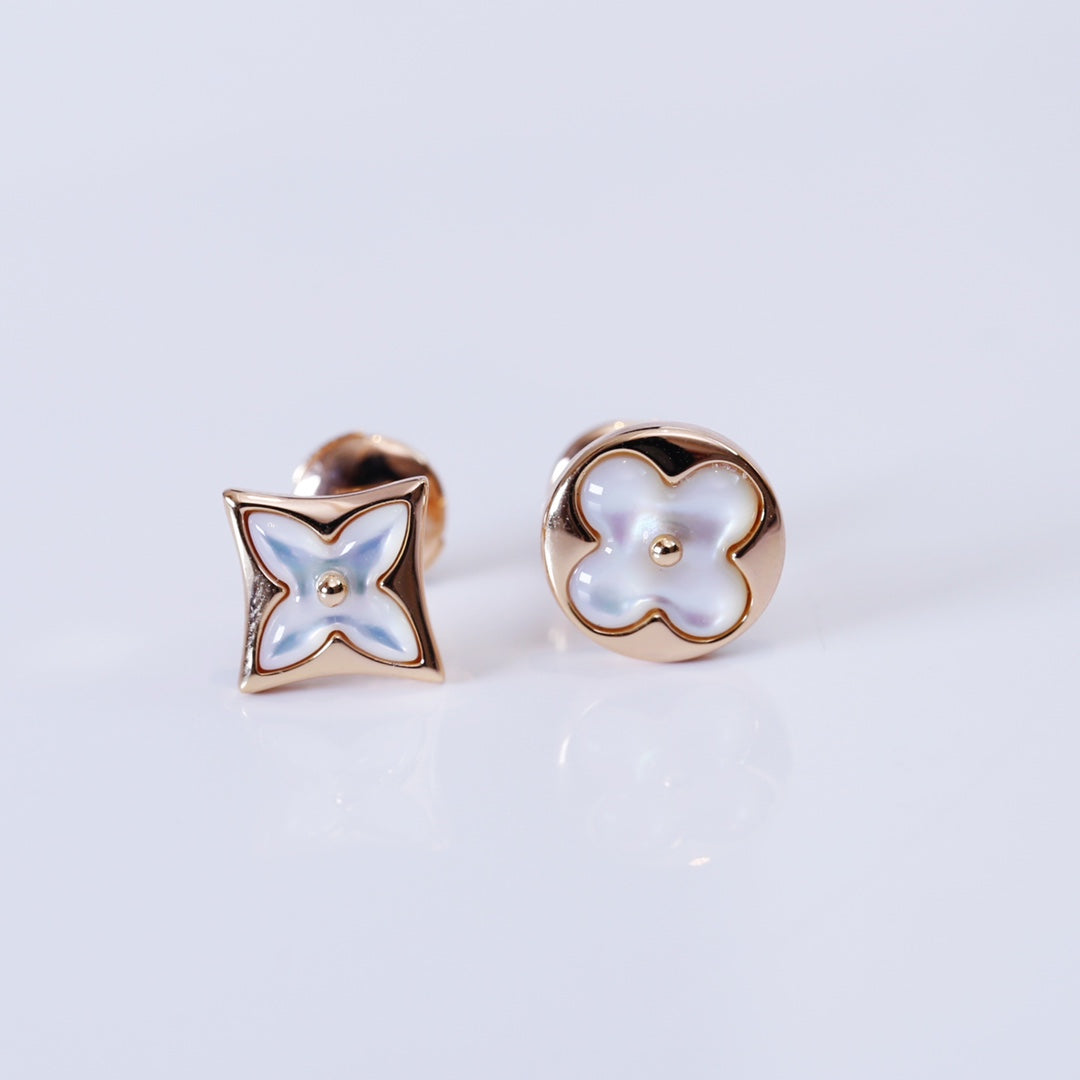 TimiSTAR AND SUN PINK GOLD MOP STUD EARRINGS