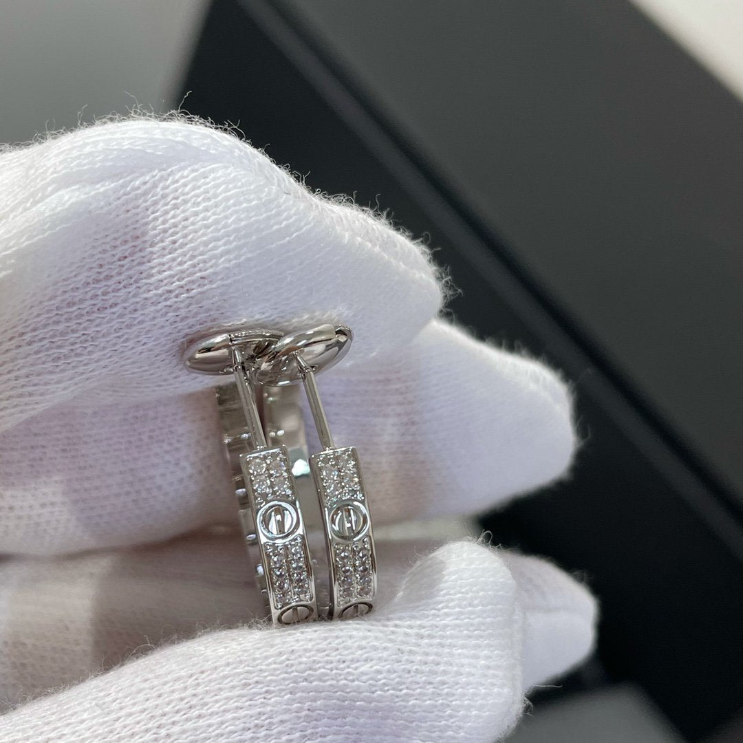 TimiLOVE DIAMOND SILVER HOOP EARRINGS