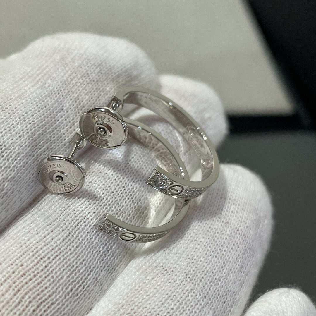 TimiLOVE DIAMOND SILVER HOOP EARRINGS