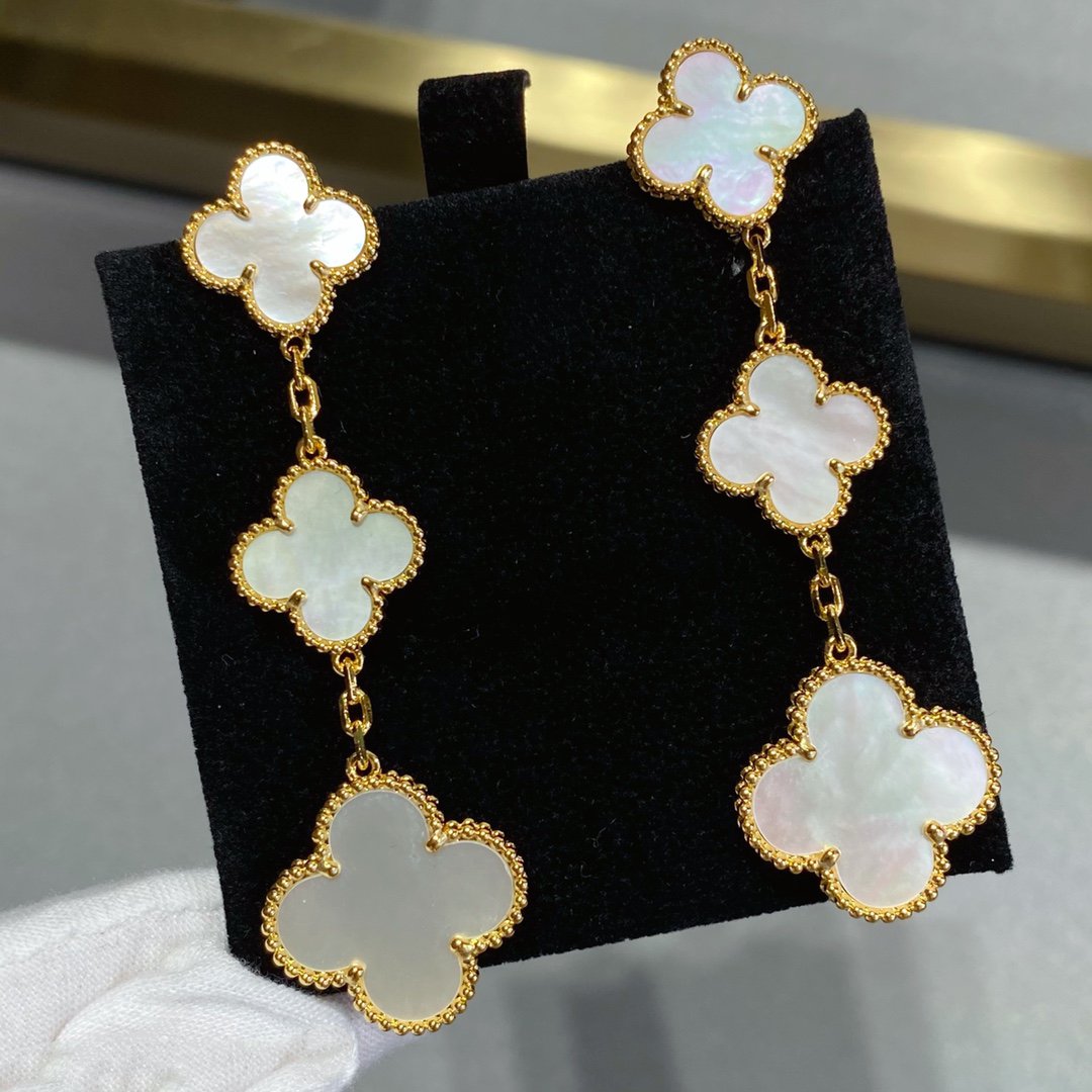 TimiCLOVER MOP 3 MOTIFS GOLD EARRINGS