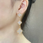 TimiCLOVER 3 MOTIFS DIAMOND PAVED ROSE GOLD EARRINGS