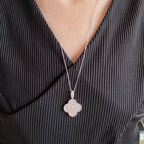 TimiCLOVER 25MM LARGE PEDANT DIAMOND PAVED LONG NECKLACE