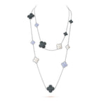 TimiCLOVER 16 MOTIF CHALCEDONY MOP SILVER NECKLACE