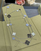 TimiCLOVER 16 MOTIF CHALCEDONY MOP SILVER NECKLACE