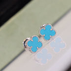 TimiCLOVER MINI TURQUOISE SILVER STUD EARRINGS