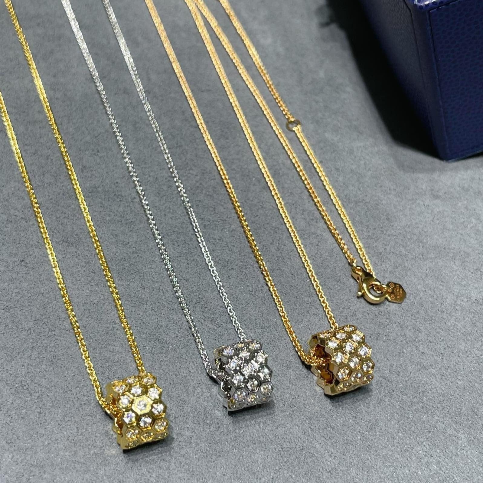 TimiBEE LOVE DIAMOND PAVED 3 ROW NECKLACE