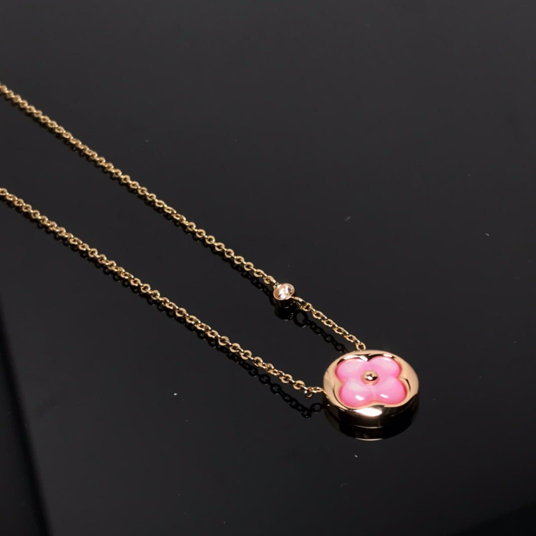 TimiCOLOR BLOSSOM PINK MOP SUN GOLD NECKLACE
