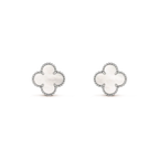TimiCLOVER MEDIUM 1 MOTIFS  WHITE MOP EARRINGS SILVER