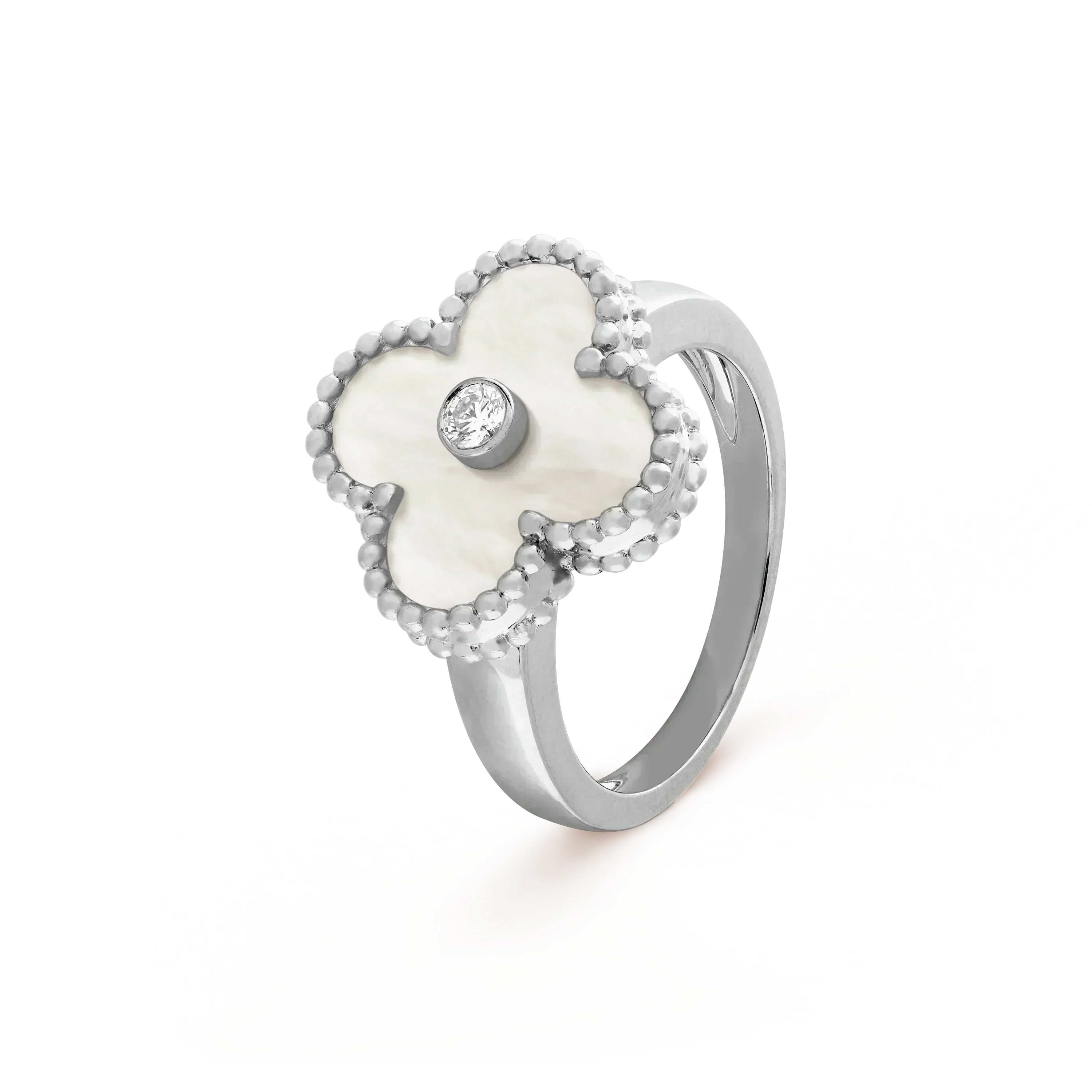 TimiCLOVER SILVER MOP DIAMOND RING