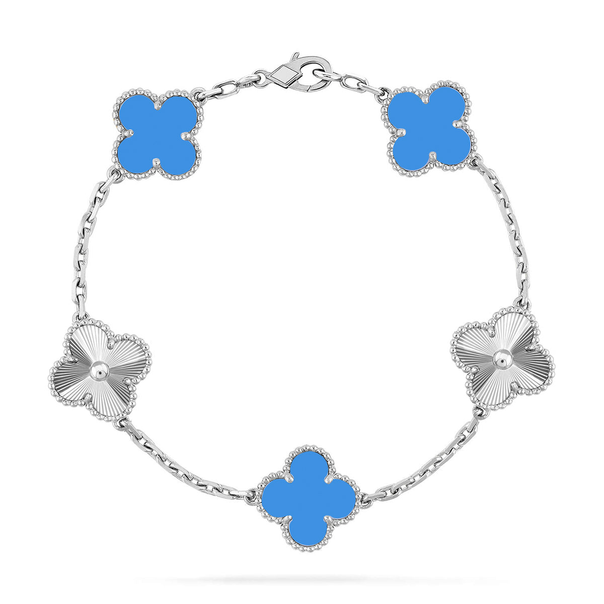 [Timi]New CLOVER 5 MOTIF BLUE AGATE BRACELET COLLECTION