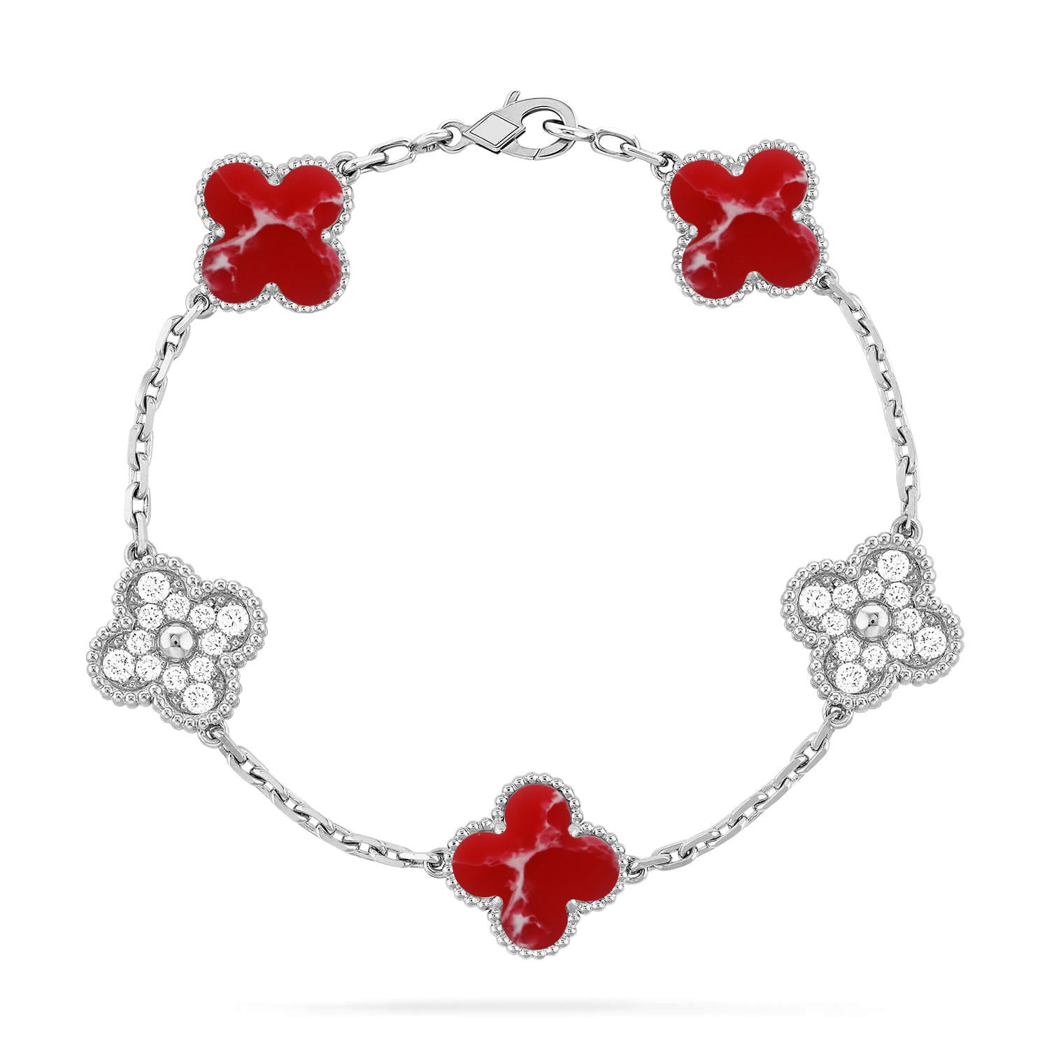 [Timi]New CLOVER 5 MOTIF RED PATTERN BRACELET COLLECTION