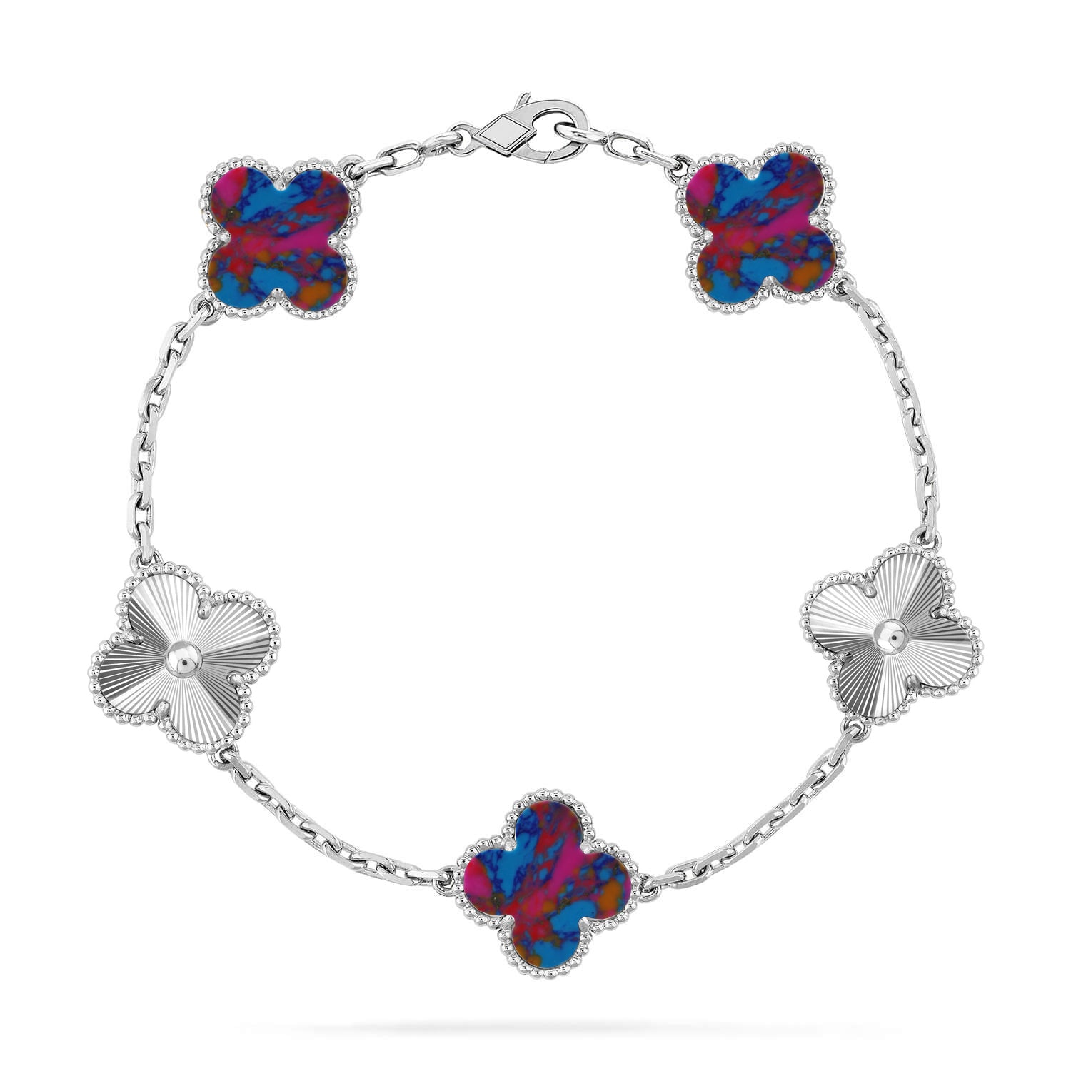 [Timi]New CLOVER 5 MOTIF COLOR GEMSTONES BRACELET COLLECTION