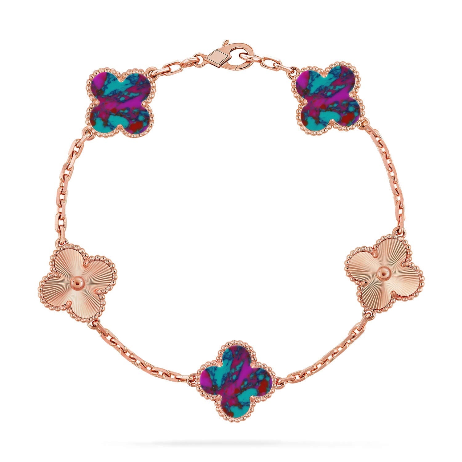 [Timi]New CLOVER 5 MOTIF COLOR GEMSTONES BRACELET COLLECTION