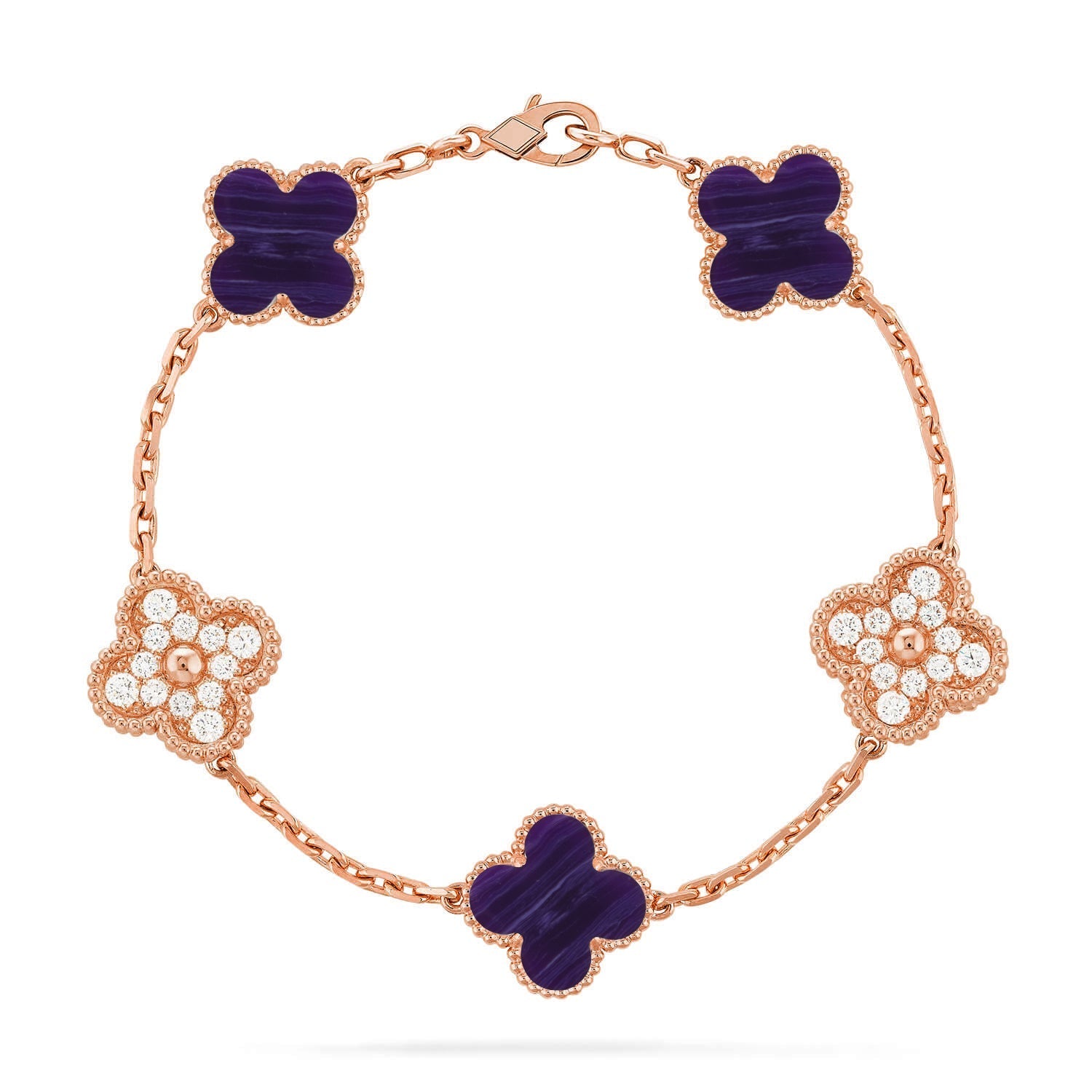 [Timi]New CLOVER 5 MOTIF PURPLE STRIPES BRACELET COLLECTION