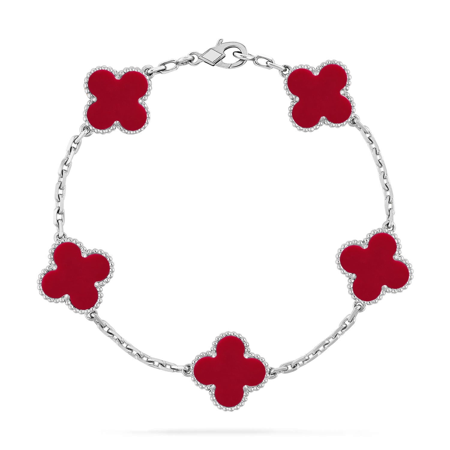 [Timi]New  CLOVER 5 MOTIF RED CORNELIAN BRACELET COLLECTION