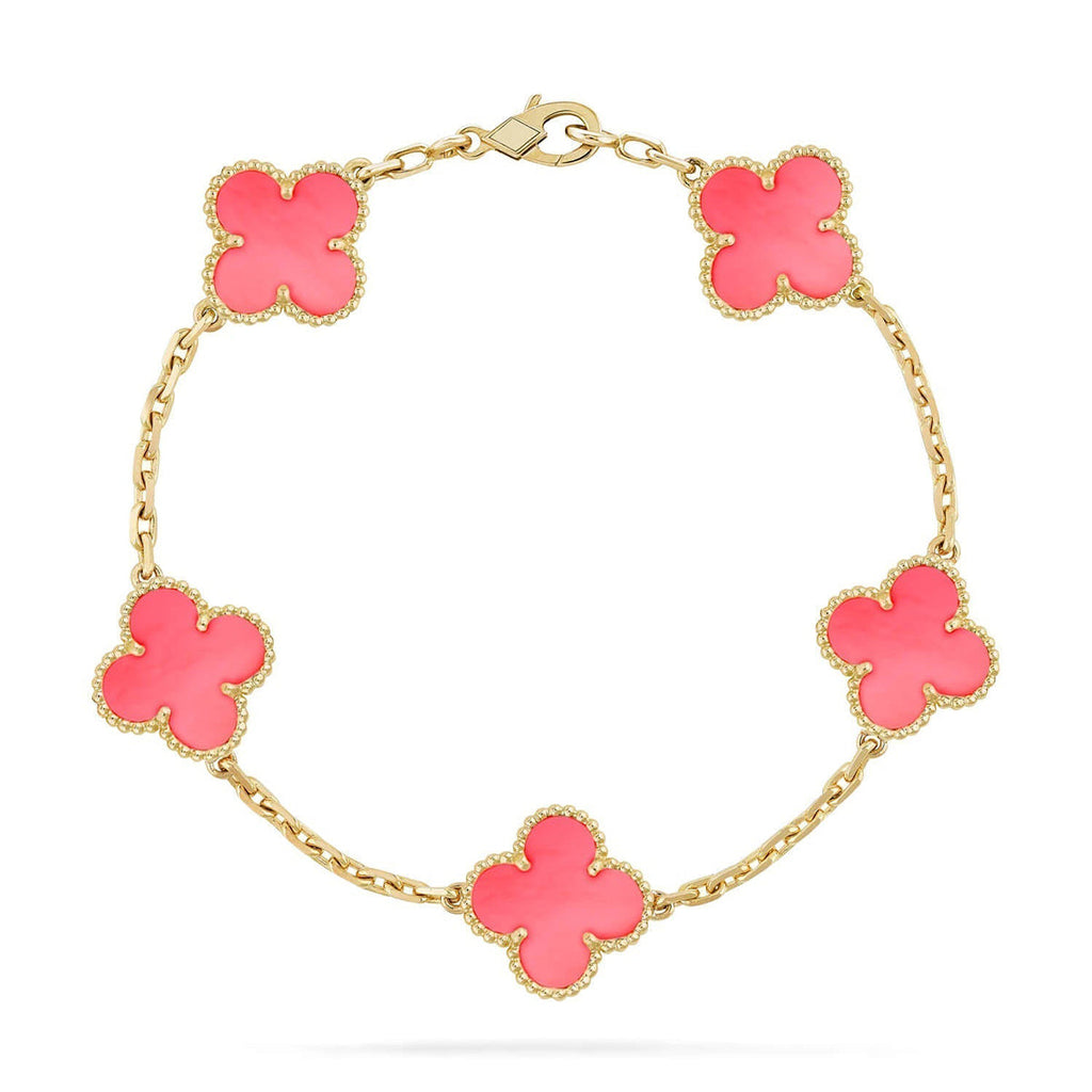 [Timi]New  CLOVER 5 MOTIFS  PINK MOP BRACELET COLLECTION