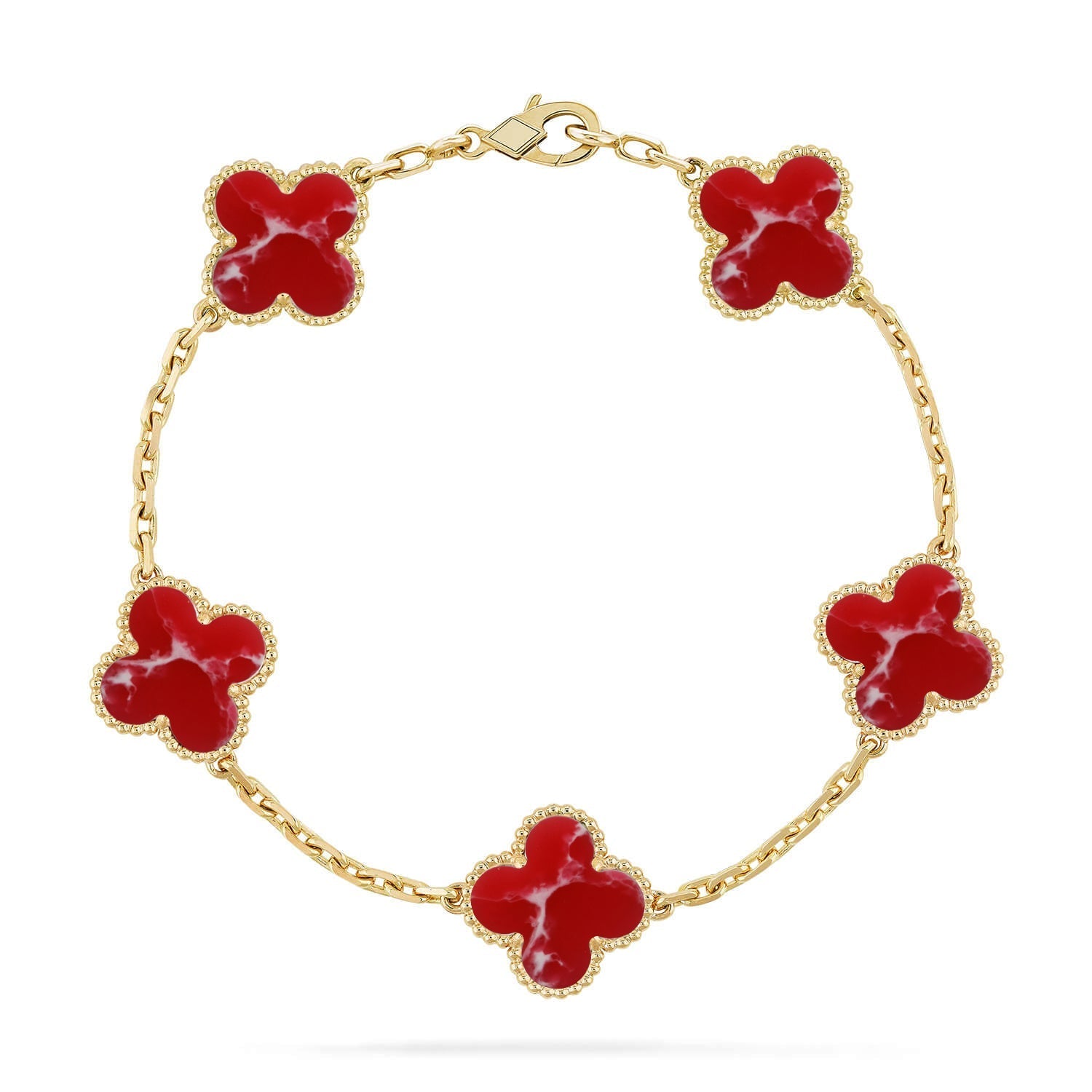[Timi]New CLOVER 5 MOTIF RED PATTERN BRACELET COLLECTION
