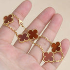 [Timi]New  CLOVER 5 MOTIF RED CORNELIAN BRACELET COLLECTION