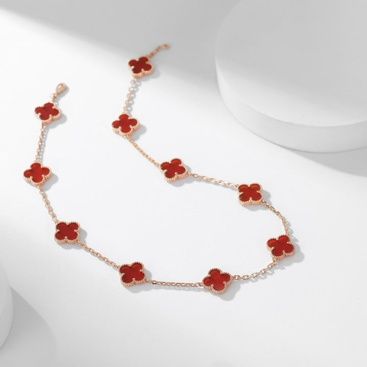 TimiCLOVER 10 MOTIFS CARNELIAN NECKLACE