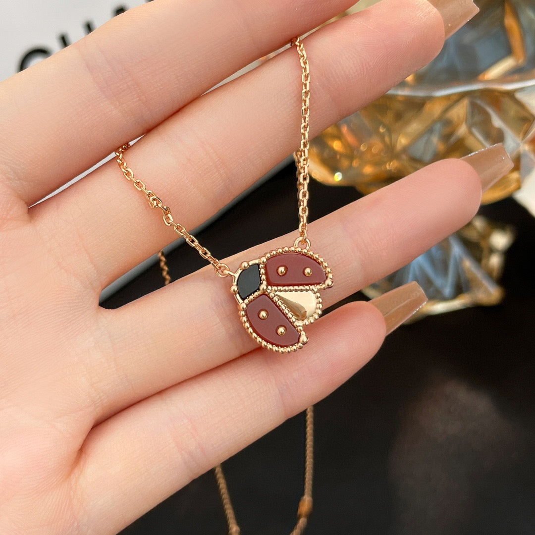 TimiLUCKY  CARNELIANS LADYBUG NECKLACE