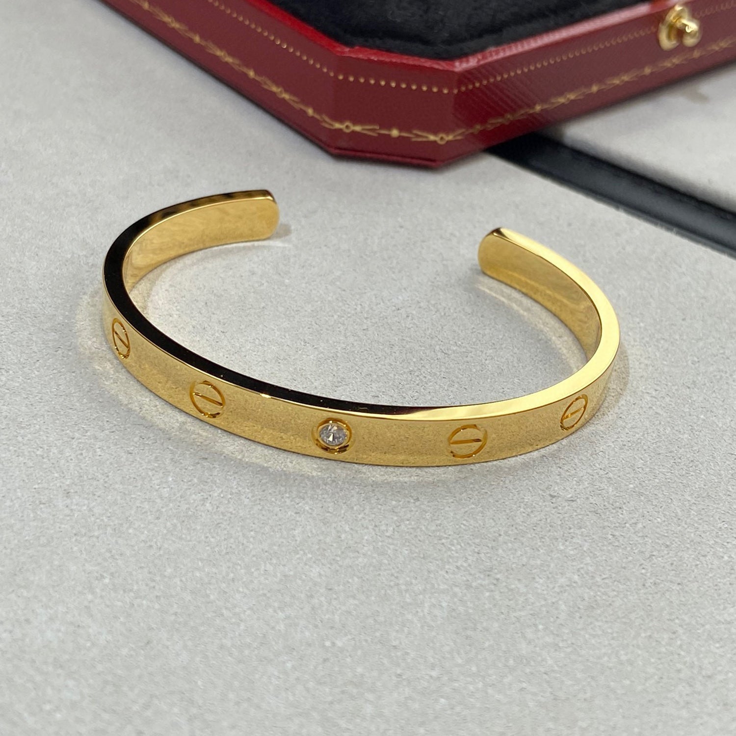 TimiLOVE BRACELET 6.1MM 1 DIAMOND OPEN CUFF