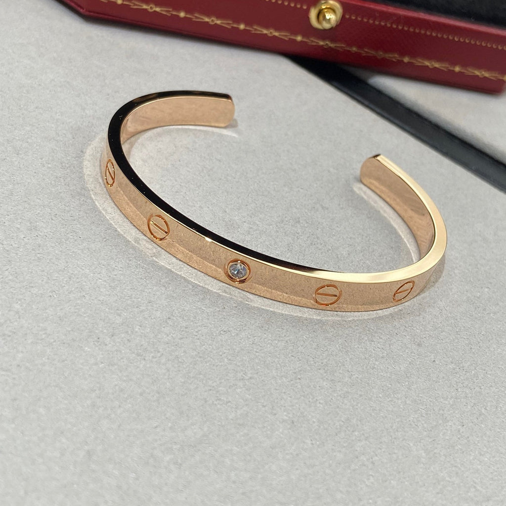 TimiLOVE BRACELET 6.1MM 1 DIAMOND OPEN CUFF