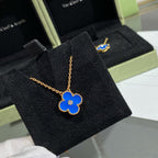TimiCLOVER 15MM DIAMOND AND BLUE AGATE NECKLACE