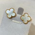 [Timi] CLOVER LARGE (20mm) 1 MOTIFS WHITE MOP STUD EARRINGS
