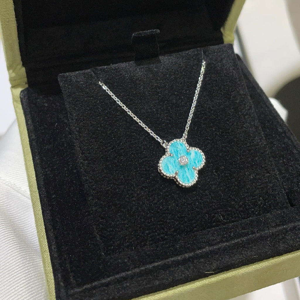 TimiCLOVER 15MM DIAMOND SVRES PORCELAIN  NECKLACE SILVER