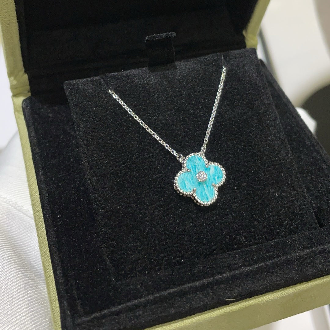 TimiCLOVER 15MM DIAMOND SVRES PORCELAIN  NECKLACE SILVER