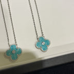 TimiCLOVER 15MM DIAMOND SVRES PORCELAIN  NECKLACE SILVER