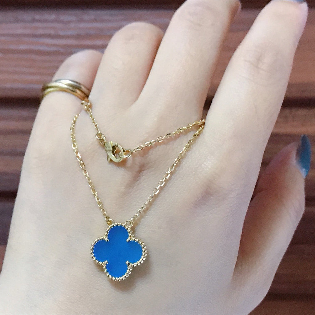 TimiCLOVER 15MM BLUE AGATE NECKLACE